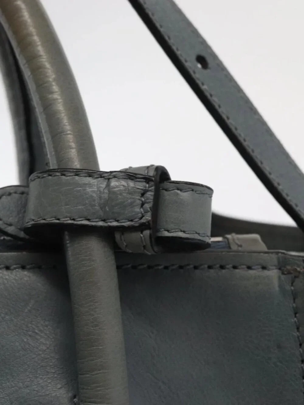 PRADA Hand Bag Safiano leather 2way Gray Silver
